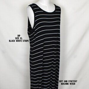 Dip Dress XL Black White Stripe Long Sleeveless Soft and Stretchy Machine Wash